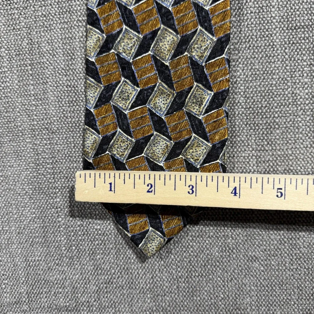 Ermenegildo Zegna Tie Mens One Size Brown Geometric Silk Made In Italy‎ Jacquard